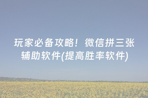 玩家必备攻略！微信拼三张辅助软件(提高胜率软件)