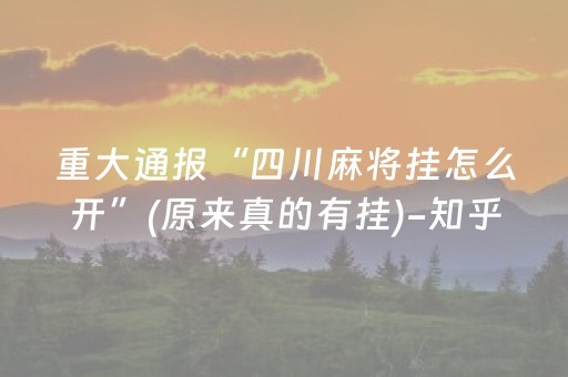 重大通报“四川麻将挂怎么开”(原来真的有挂)-知乎