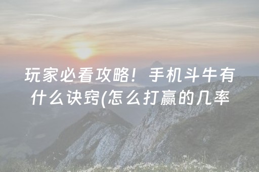 玩家必看攻略！手机斗牛有什么诀窍(怎么打赢的几率大)