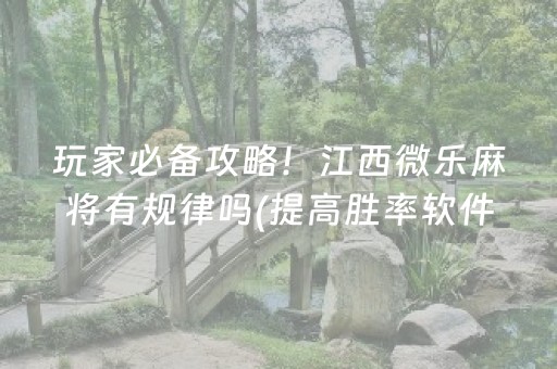玩家必备攻略！江西微乐麻将有规律吗(提高胜率软件)