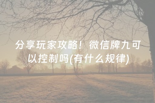 分享玩家攻略！微信牌九可以控制吗(有什么规律)