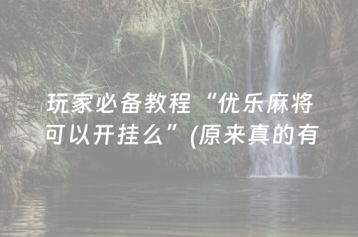 玩家必备教程“优乐麻将可以开挂么”(原来真的有挂)-知乎
