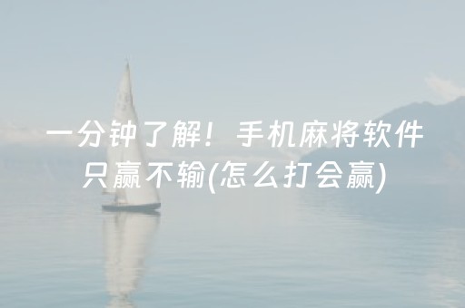 一分钟了解！手机麻将软件只赢不输(怎么打会赢)
