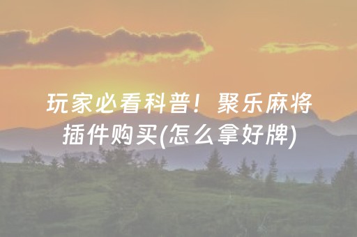 玩家必看科普！聚乐麻将插件购买(怎么拿好牌)