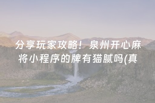 分享玩家攻略！泉州开心麻将小程序的牌有猫腻吗(真的有挂)