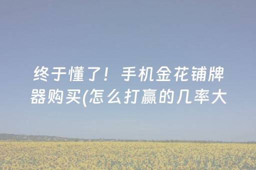 终于懂了！手机金花铺牌器购买(怎么打赢的几率大)