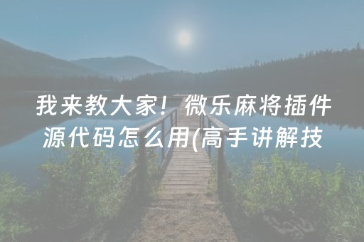 我来教大家！微乐麻将插件源代码怎么用(高手讲解技术)