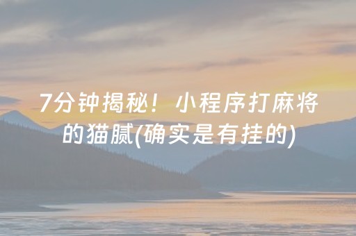 7分钟揭秘！小程序打麻将的猫腻(确实是有挂的)