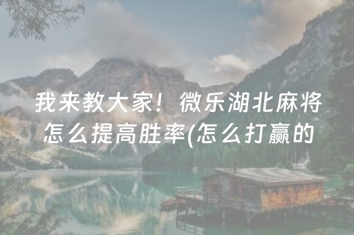 我来教大家！微乐湖北麻将怎么提高胜率(怎么打赢的几率大)