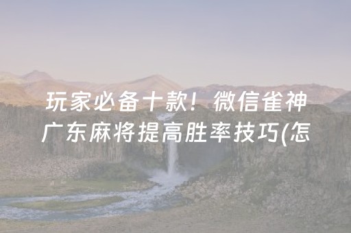 玩家必备十款！微信雀神广东麻将提高胜率技巧(怎么调胜率)
