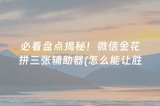 必看盘点揭秘！微信金花拼三张辅助器(怎么能让胜率高)