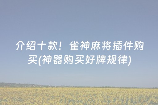 介绍十款！雀神麻将插件购买(神器购买好牌规律)