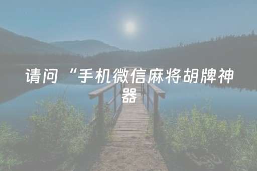 请问“手机微信麻将胡牌神器（微信麻将程序）