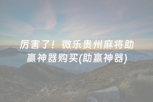 厉害了！微乐贵州麻将助赢神器购买(助赢神器)