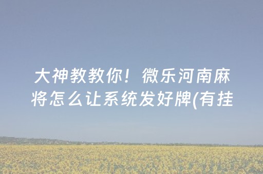 大神教教你！微乐河南麻将怎么让系统发好牌(有挂技巧辅助器)