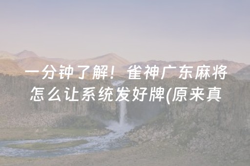 一分钟了解！雀神广东麻将怎么让系统发好牌(原来真的有挂)