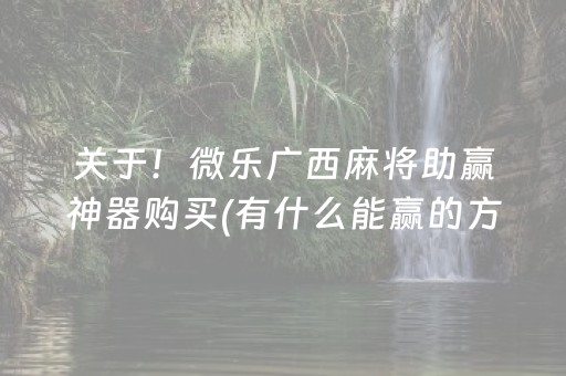 关于！微乐广西麻将助赢神器购买(有什么能赢的方法)