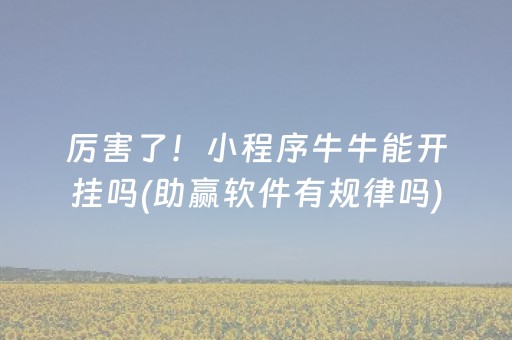 厉害了！小程序牛牛能开挂吗(助赢软件有规律吗)