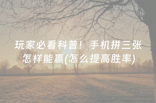 玩家必看科普！手机拼三张怎样能赢(怎么提高胜率)