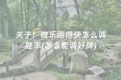 关于！微乐跑得快怎么调胜率(怎么能调好牌)