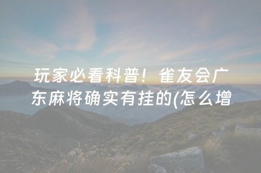 玩家必看科普！雀友会广东麻将确实有挂的(怎么增加胜率)