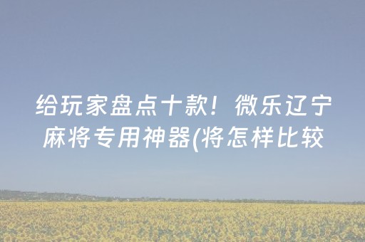 给玩家盘点十款！微乐辽宁麻将专用神器(将怎样比较容易赢)
