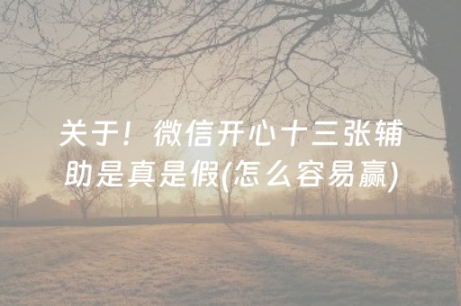关于！微信开心十三张辅助是真是假(怎么容易赢)