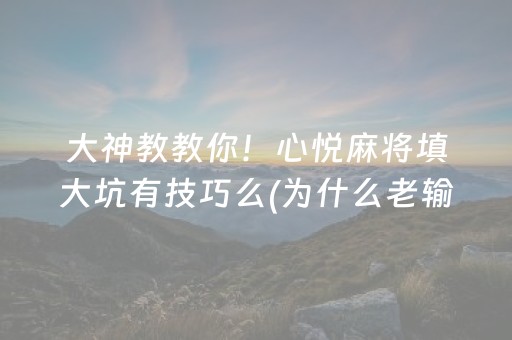 大神教教你！心悦麻将填大坑有技巧么(为什么老输)