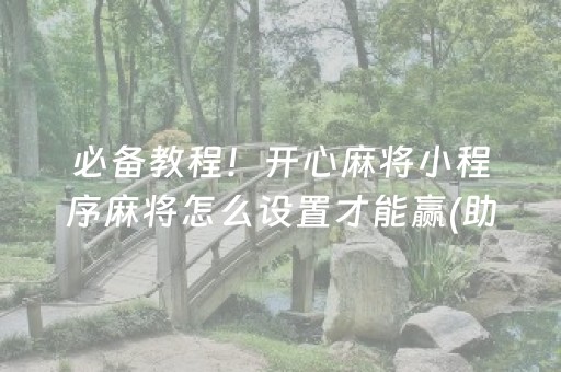 必备教程！开心麻将小程序麻将怎么设置才能赢(助手神器外辅工具)