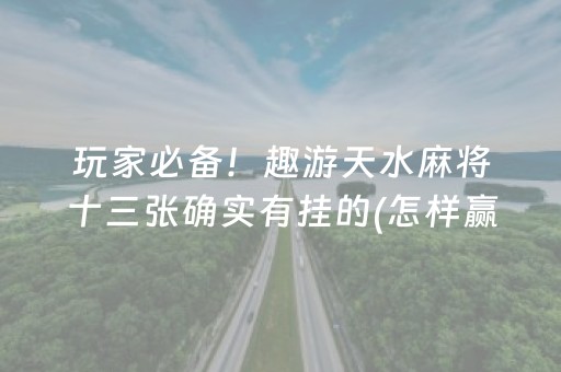 玩家必备！趣游天水麻将十三张确实有挂的(怎样赢的几率大)