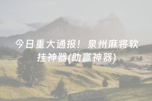 今日重大通报！泉州麻将软挂神器(助赢神器)