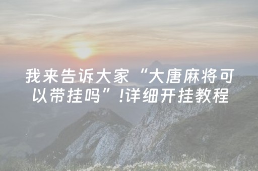 我来告诉大家“大唐麻将可以带挂吗”!详细开挂教程-知乎