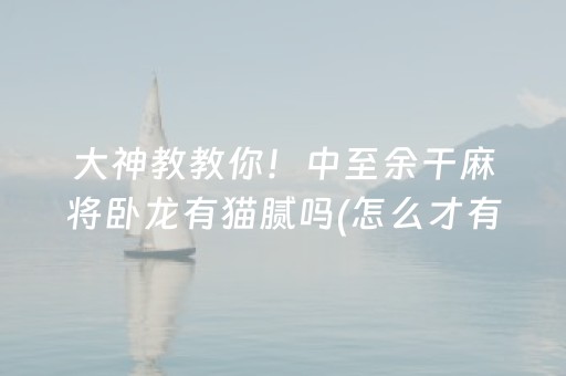 大神教教你！中至余干麻将卧龙有猫腻吗(怎么才有赢的几率)