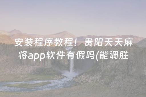 安装程序教程！贵阳天天麻将app软件有假吗(能调胜率吗)