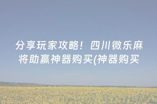 分享玩家攻略！四川微乐麻将助赢神器购买(神器购买好牌规律)