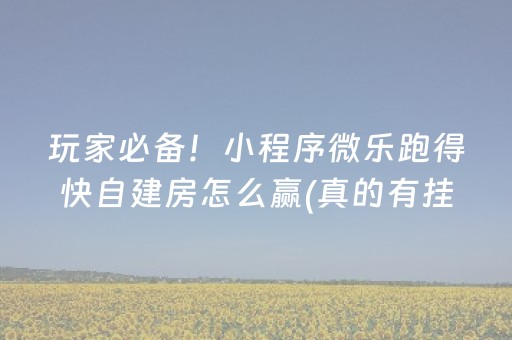 玩家必备！小程序微乐跑得快自建房怎么赢(真的有挂确实有挂)