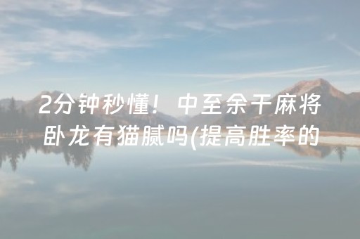 2分钟秒懂！中至余干麻将卧龙有猫腻吗(提高胜率的方法)