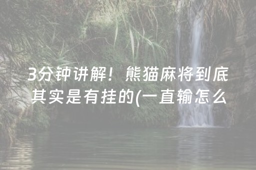 3分钟讲解！熊猫麻将到底其实是有挂的(一直输怎么办)