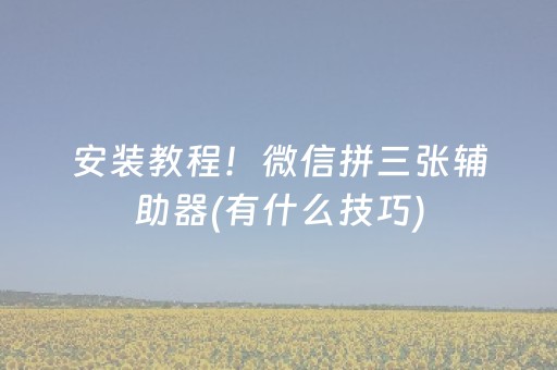 安装教程！微信拼三张辅助器(有什么技巧)