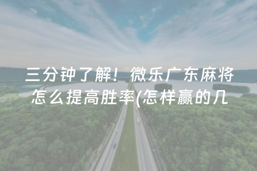 三分钟了解！微乐广东麻将怎么提高胜率(怎样赢的几率大)