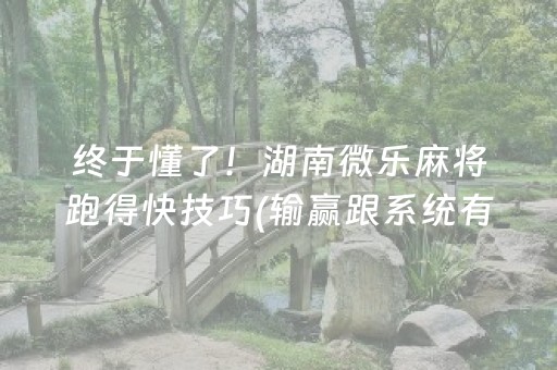 终于懂了！湖南微乐麻将跑得快技巧(输赢跟系统有关系吗)