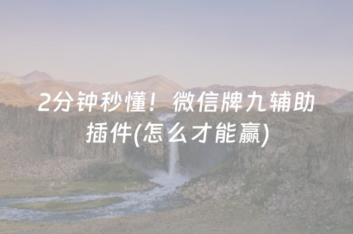 2分钟秒懂！微信牌九辅助插件(怎么才能赢)