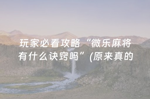 玩家必看攻略“微乐麻将有什么诀窍吗”(原来真的有挂)-知乎