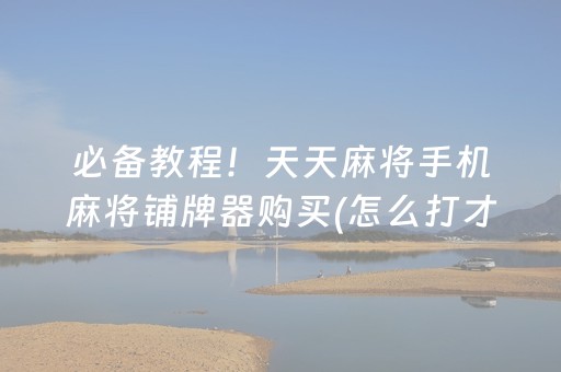 必备教程！天天麻将手机麻将铺牌器购买(怎么打才赢)