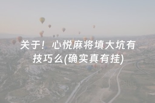 关于！心悦麻将填大坑有技巧么(确实真有挂)