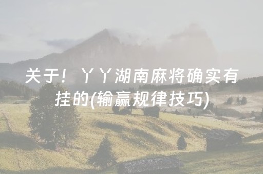 关于！丫丫湖南麻将确实有挂的(输赢规律技巧)