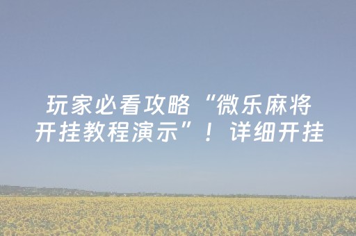 玩家必看攻略“微乐麻将开挂教程演示”！详细开挂教程（确实真的有挂)-知乎