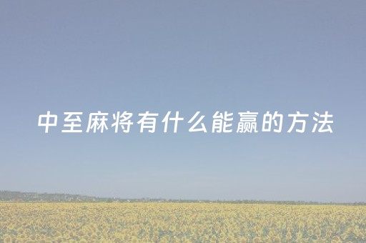 中至麻将有什么能赢的方法（中至麻将贴吧）