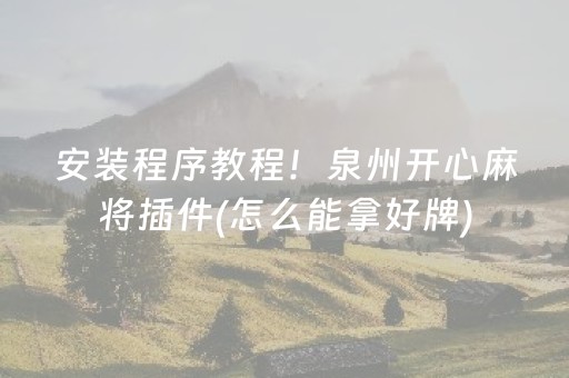安装程序教程！泉州开心麻将插件(怎么能拿好牌)