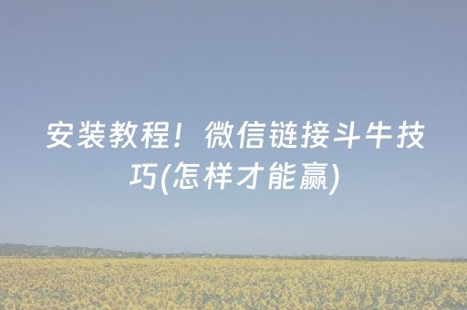 安装教程！微信链接斗牛技巧(怎样才能赢)